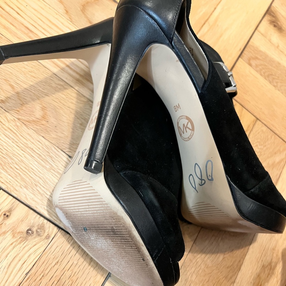 MK 8M leather sexy black peep toe heels - Picture 3 of 6